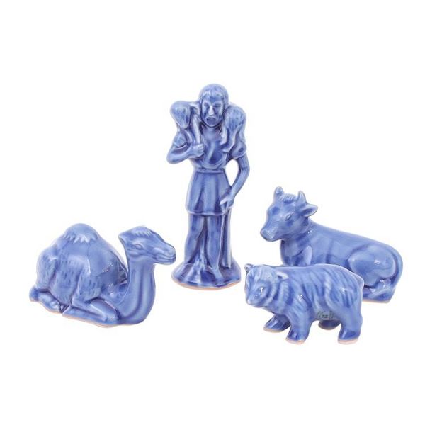 Alternate image for Blue Celadon Ceramic 10-Piece Nativity Scene Holy Night in Blue