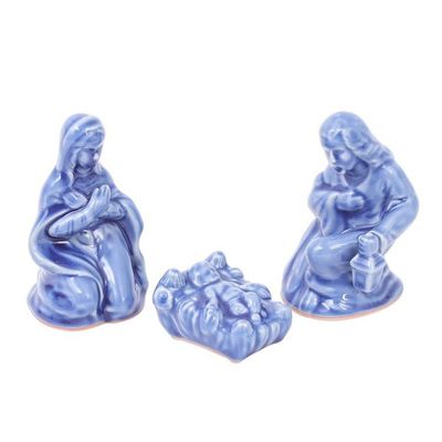 Alternate image for Blue Celadon Ceramic 10-Piece Nativity Scene Holy Night in Blue