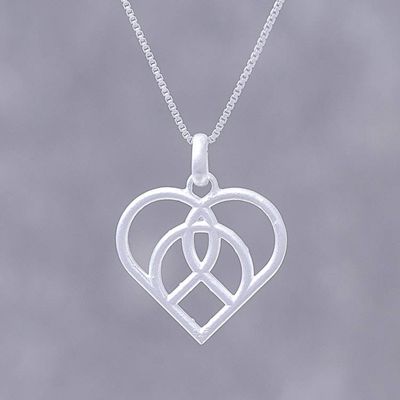 Alternate image for Openwork Sterling Silver Heart Pendant Necklace Intertwined Heart