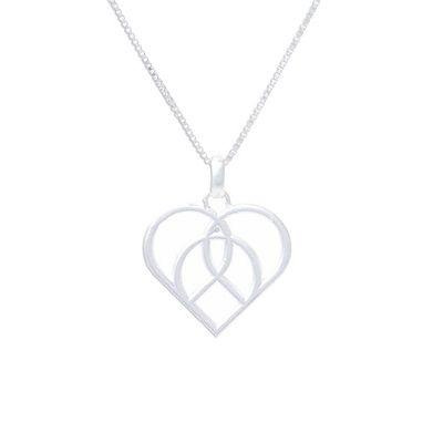 Alternate image for Openwork Sterling Silver Heart Pendant Necklace Intertwined Heart