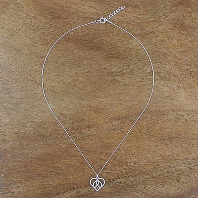 Alternate image for Openwork Sterling Silver Heart Pendant Necklace Intertwined Heart