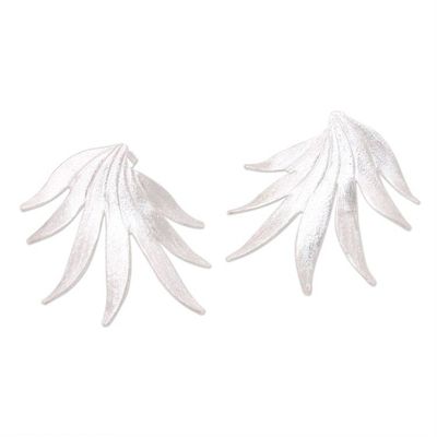 Alternate image for Hand Crafted Sterling Silver Drop Earrings Snow Grass
