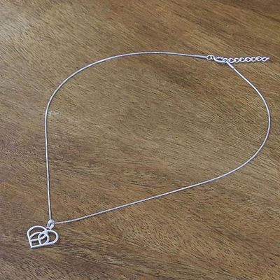 Alternate image for Openwork Sterling Silver Heart Pendant Necklace Intertwined Heart