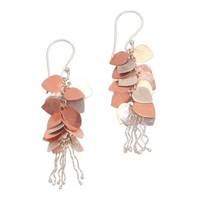Alternate image for Rose Gold Accented Sterling Silver Dangle Earrings Bundles of Love