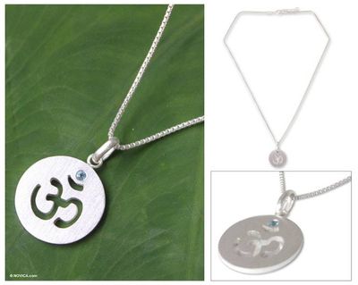 Alternate image for Blue topaz pendant necklace Spiritual Spark