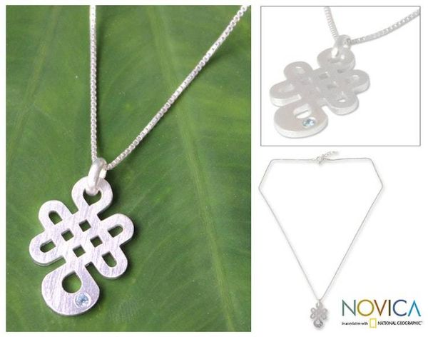 Alternate image for Blue topaz pendant necklace Lucky Knot