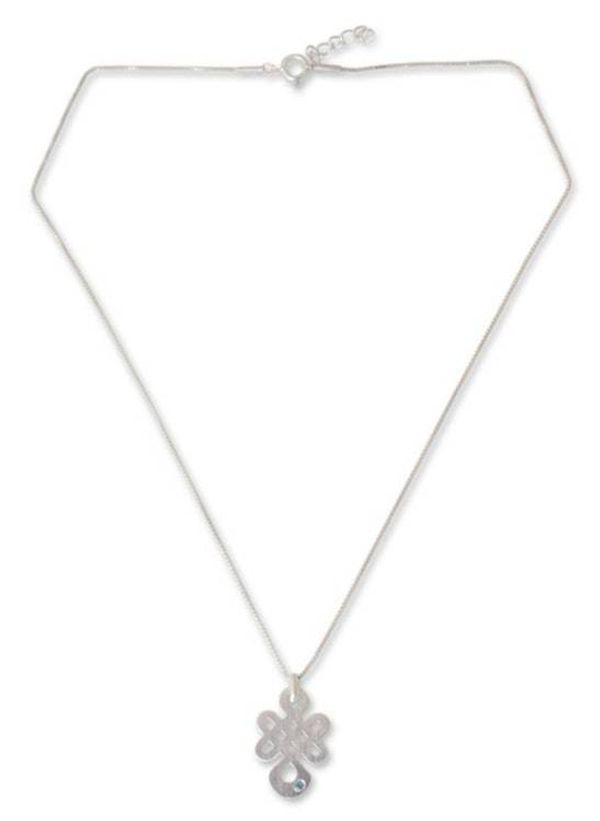 Alternate image for Blue topaz pendant necklace Lucky Knot