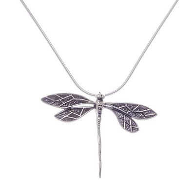 Alternate image for Dragonfly Sterling Silver Pendant Necklace from Thailand Brave Dragonfly