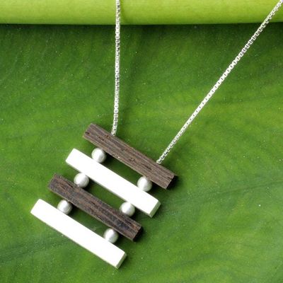 Alternate image for Artisan Crafted Necklace Sterling Silver and Wood Natures Balance