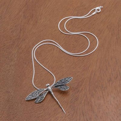 Alternate image for Dragonfly Sterling Silver Pendant Necklace from Thailand Brave Dragonfly