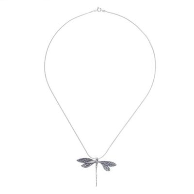 Alternate image for Dragonfly Sterling Silver Pendant Necklace from Thailand Brave Dragonfly