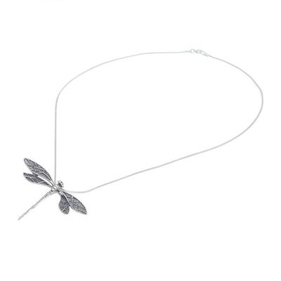 Alternate image for Dragonfly Sterling Silver Pendant Necklace from Thailand Brave Dragonfly