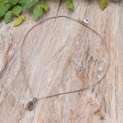 Alternate image for 5.5-Carat Amethyst Macrame Pendant Necklace with Brass Bead Subtle Purple