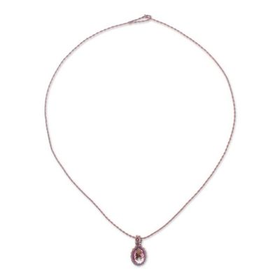 Alternate image for 5.5-Carat Amethyst Macrame Pendant Necklace with Brass Bead Subtle Purple