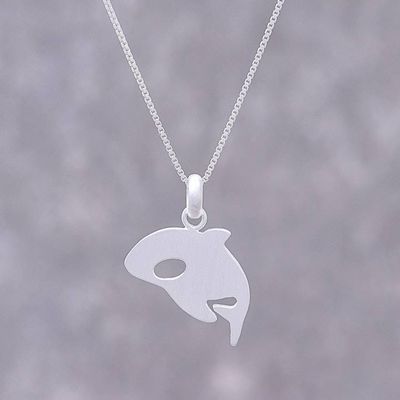 Alternate image for Sterling Silver Killer Whale Pendant Necklace from Thailand Killer Whale