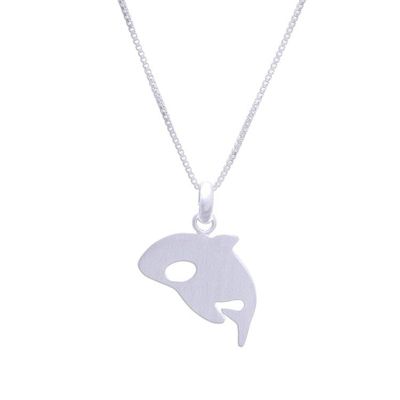 Alternate image for Sterling Silver Killer Whale Pendant Necklace from Thailand Killer Whale