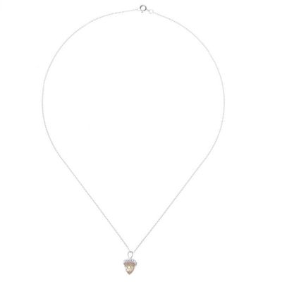 Alternate image for Sterling Silver and Quartz Pendant Necklace Lovely Acorn in Yellow