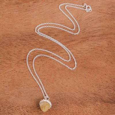 Alternate image for Sterling Silver and Quartz Pendant Necklace Lovely Acorn in Yellow