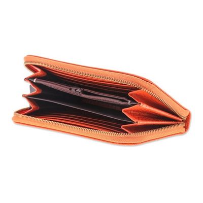 Alternate image for Alligator Print Pumpkin Leather Wristlet Wallet with Strap Pumpkin Safari