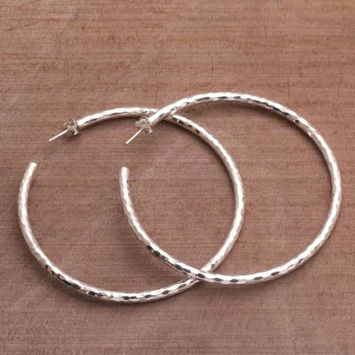 Alternate image for Sterling Silver Hammered Motif Half-Hoop Earrings from Bali Glimmering Memories