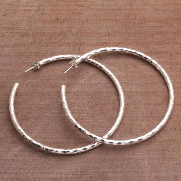 Alternate image for Sterling Silver Hammered Motif Half-Hoop Earrings from Bali Glimmering Memories