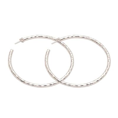 Alternate image for Sterling Silver Hammered Motif Half-Hoop Earrings from Bali Glimmering Memories