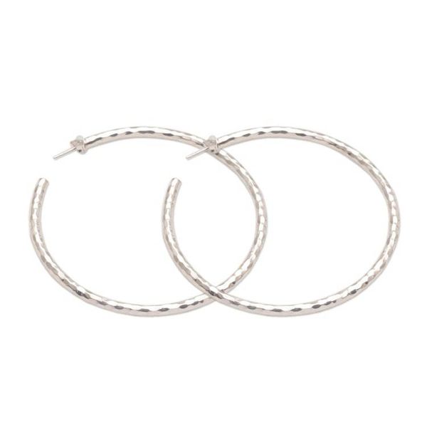 Alternate image for Sterling Silver Hammered Motif Half-Hoop Earrings from Bali Glimmering Memories