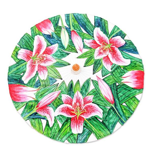 Alternate image for Hand-Painted Lily-Themed Cotton and Bamboo Parasol Lily Days