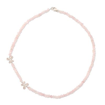 Alternate image for Rose quartz choker Filigree Butterflies
