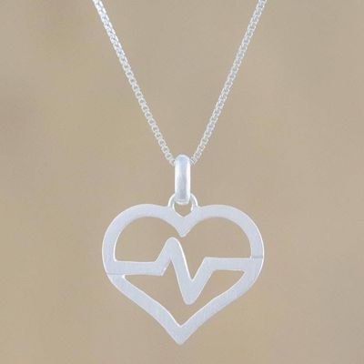 Alternate image for Heart-Shaped Sterling Silver Pendant Necklace from Thailand My Beating Heart
