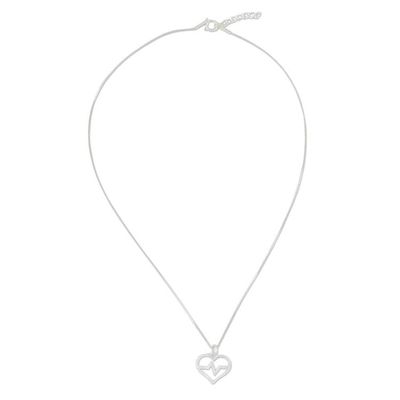 Alternate image for Heart-Shaped Sterling Silver Pendant Necklace from Thailand My Beating Heart