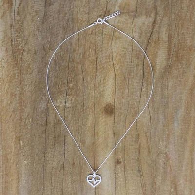 Alternate image for Heart-Shaped Sterling Silver Pendant Necklace from Thailand My Beating Heart