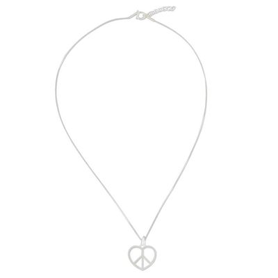 Alternate image for Peace Heart Sterling Silver Pendant Necklace from Thailand Heart at Peace