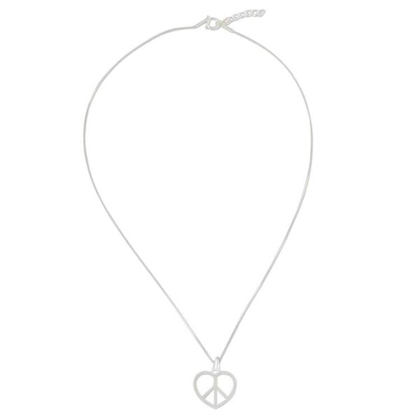 Alternate image for Peace Heart Sterling Silver Pendant Necklace from Thailand Heart at Peace