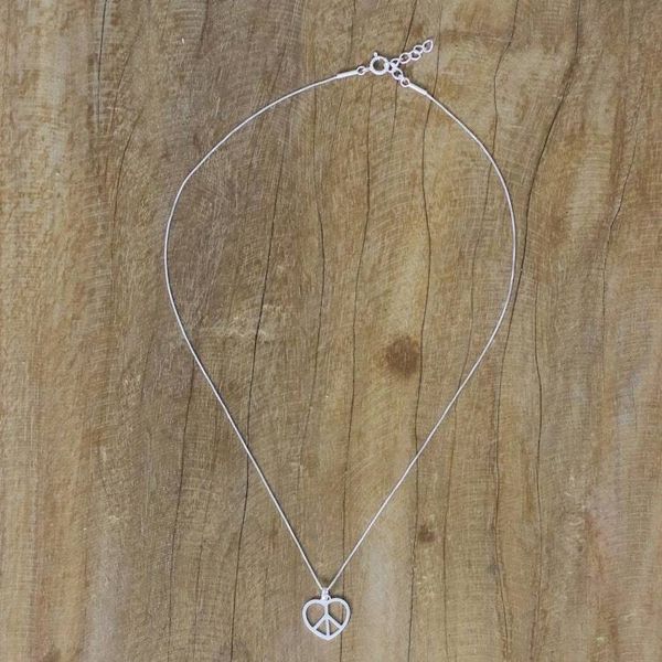 Alternate image for Peace Heart Sterling Silver Pendant Necklace from Thailand Heart at Peace