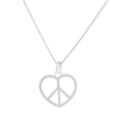 Alternate image for Peace Heart Sterling Silver Pendant Necklace from Thailand Heart at Peace