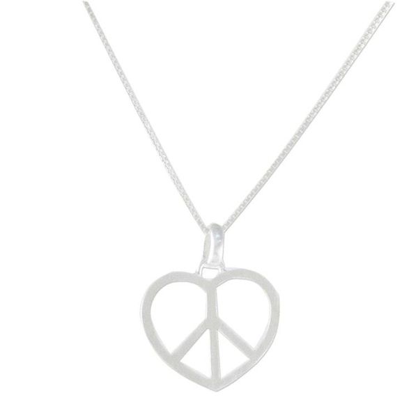 Alternate image for Peace Heart Sterling Silver Pendant Necklace from Thailand Heart at Peace