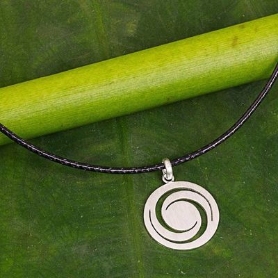 Alternate image for Sterling Silver Pendant Necklace Spiral Motif from Thailand Moon Wind