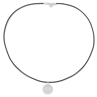Alternate image for Sterling Silver Pendant Necklace Spiral Motif from Thailand Moon Wind