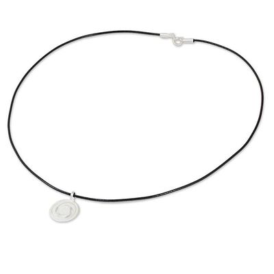 Alternate image for Sterling Silver Pendant Necklace Spiral Motif from Thailand Moon Wind