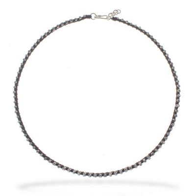 Alternate image for Hill Tribe Silver Beaded Choker Necklace with Black Cord Exquisite Ebony