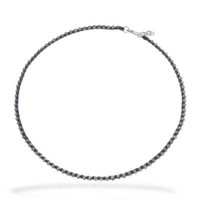 Alternate image for Hill Tribe Silver Beaded Choker Necklace with Black Cord Exquisite Ebony