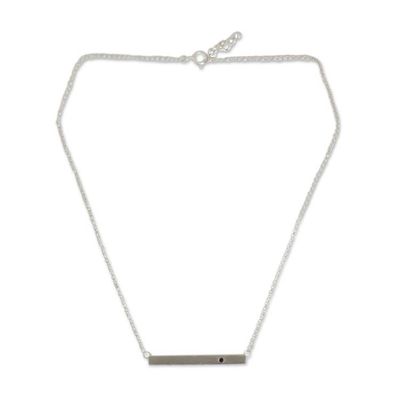 Alternate image for Brushed Sterling Silver and Garnet Pendant Necklace Simple Devotion