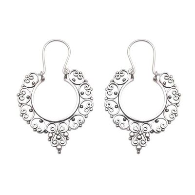 Primary image for Sterling Silver Ornate Hoop Earrings Fanciful