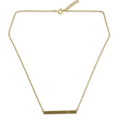 Alternate image for Handmade Gold Vermeil Bar Necklace with Peridot Simple Clarity