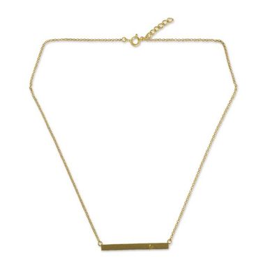 Alternate image for 24k Gold Vermeil and Citrine Modern Bar Necklace Simple Abundance