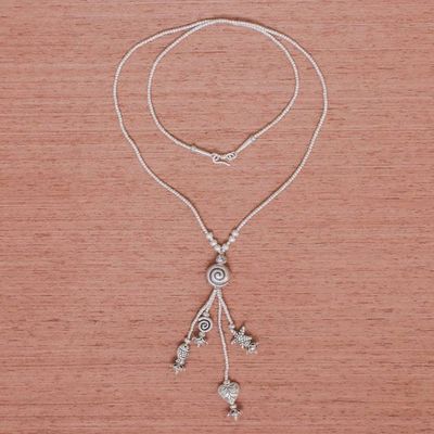 Alternate image for Thai Style 950 Silver Long Beaded Y-Necklace Shell Charm