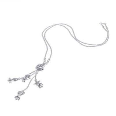 Alternate image for Thai Style 950 Silver Long Beaded Y-Necklace Shell Charm