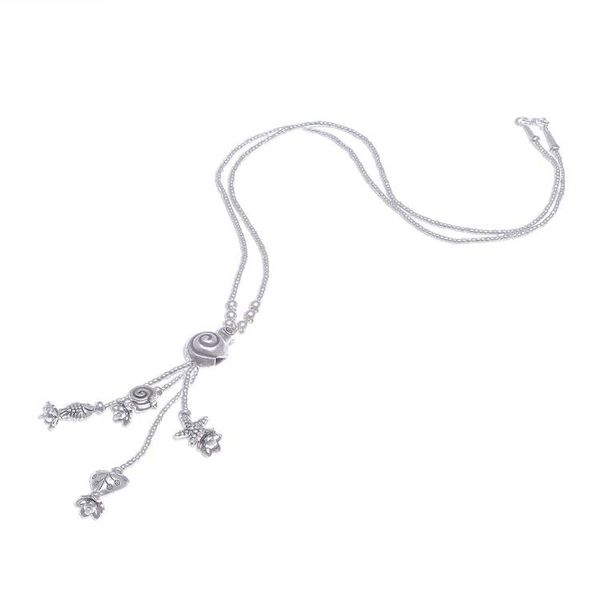 Alternate image for Thai Style 950 Silver Long Beaded Y-Necklace Shell Charm