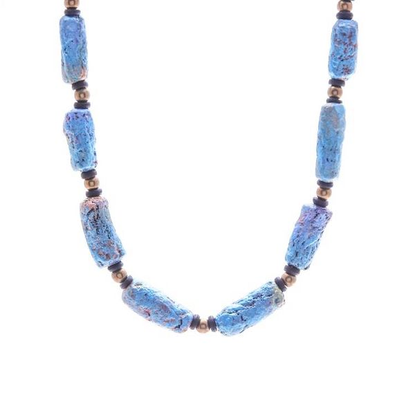 Alternate image for Eco-Friendly Blue Recycled Paper and Brass Beaded Necklace Blue Senses
